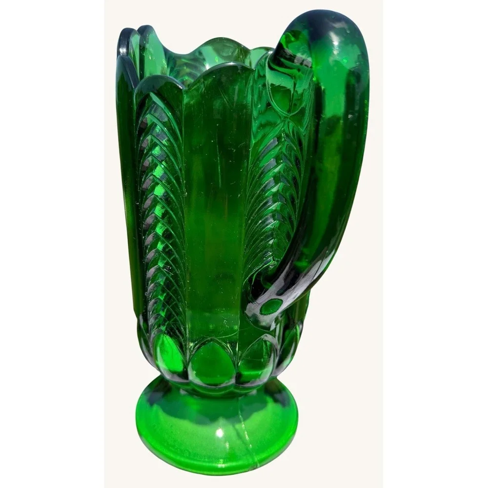 Antique EAPG Florida Pattern Water Pitcher Emerald Green 9.75